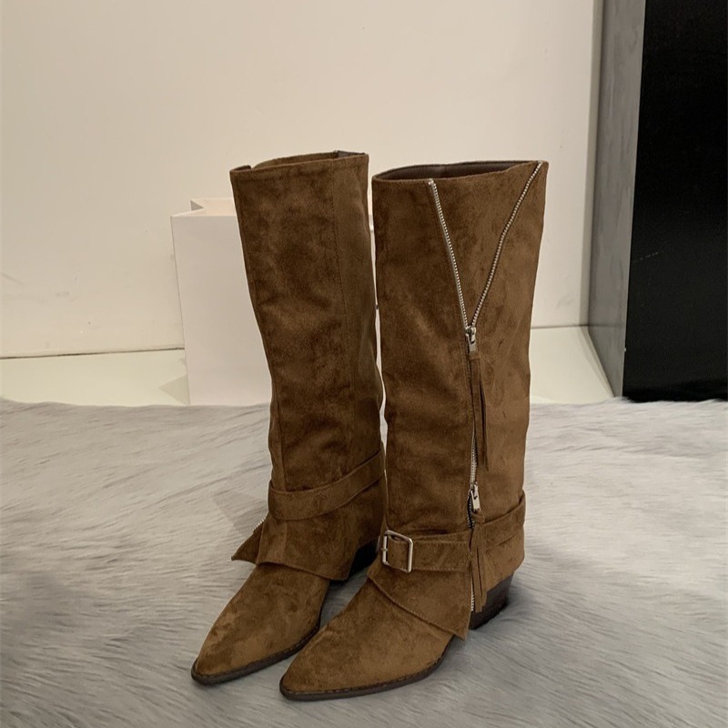 Women's Boots Vintage Suede Le - Pipe Bending Spring ulasan dan harga